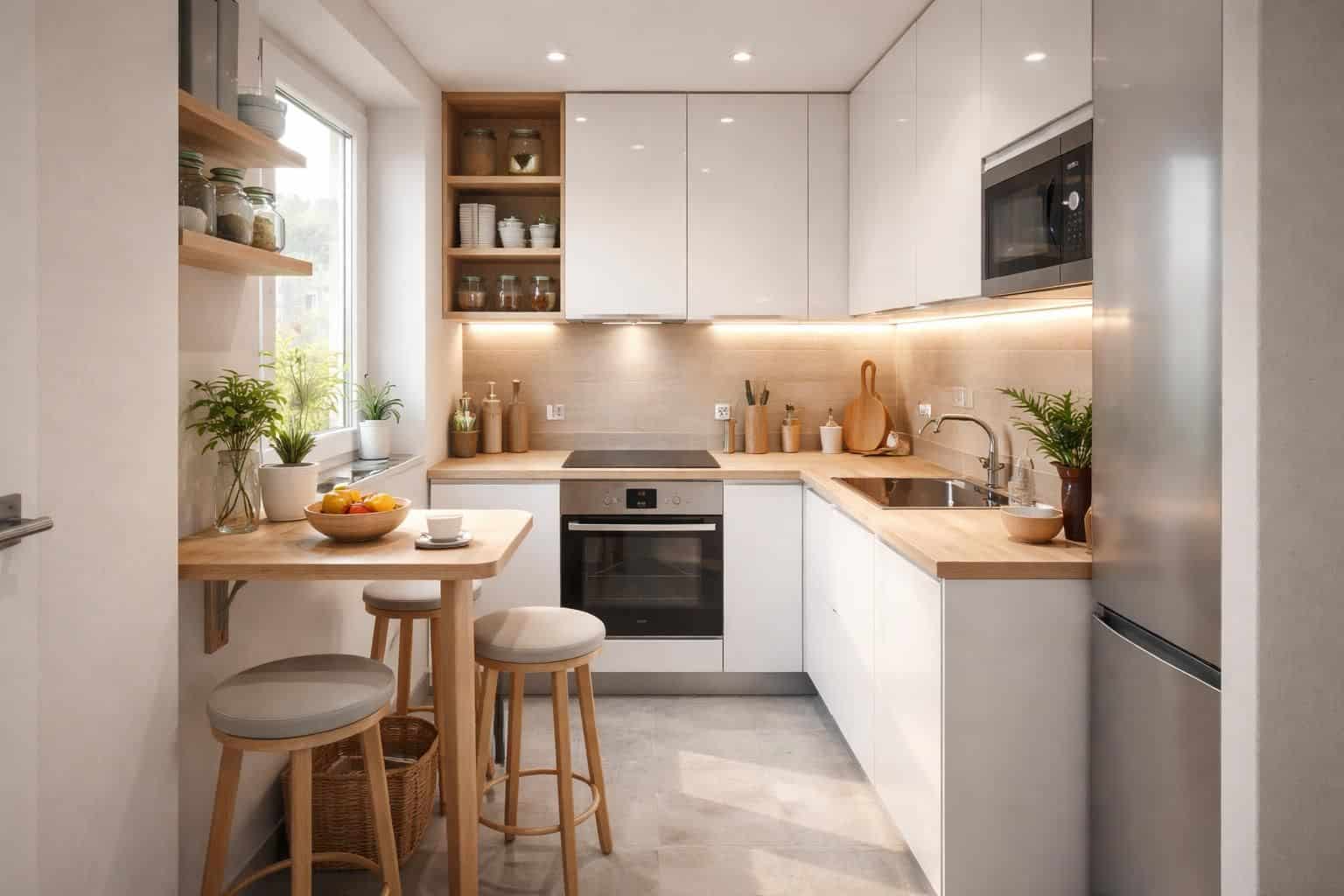 d&eacute;couvrez nos astuces pratiques pour am&eacute;nager une cuisine de moins de 10m&sup2; tout en optimisant l'espace et le confort, pour un int&eacute;rieur fonctionnel et agr&eacute;able.