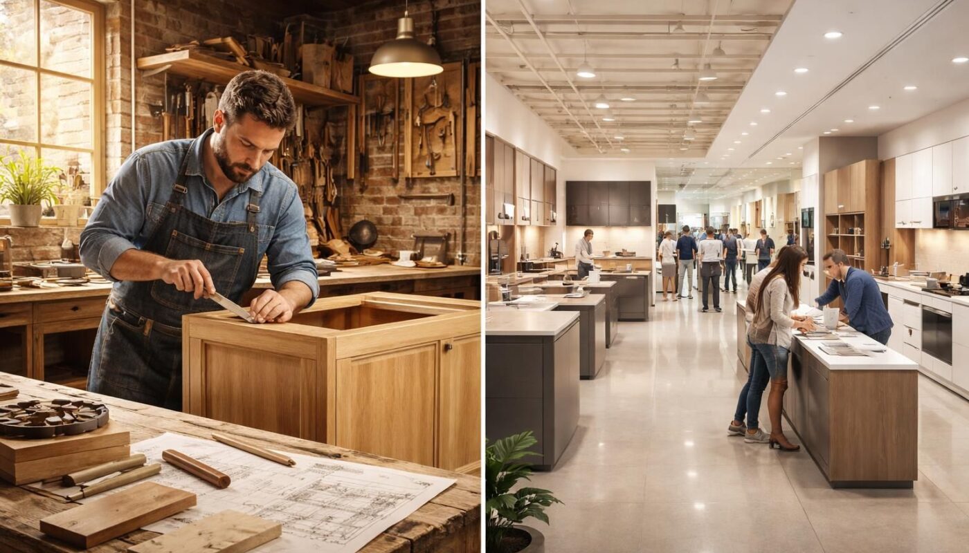 découvrez les différences concrètes entre un cuisiniste artisan et une grande enseigne pour faire le meilleur choix dans votre projet de cuisine.