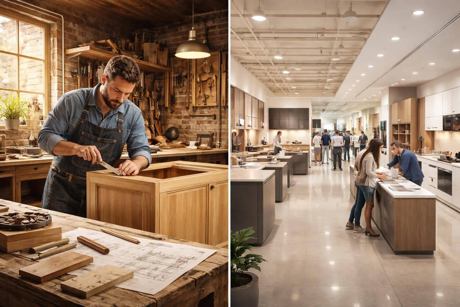 découvrez les différences concrètes entre un cuisiniste artisan et une grande enseigne pour faire le meilleur choix dans votre projet de cuisine.
