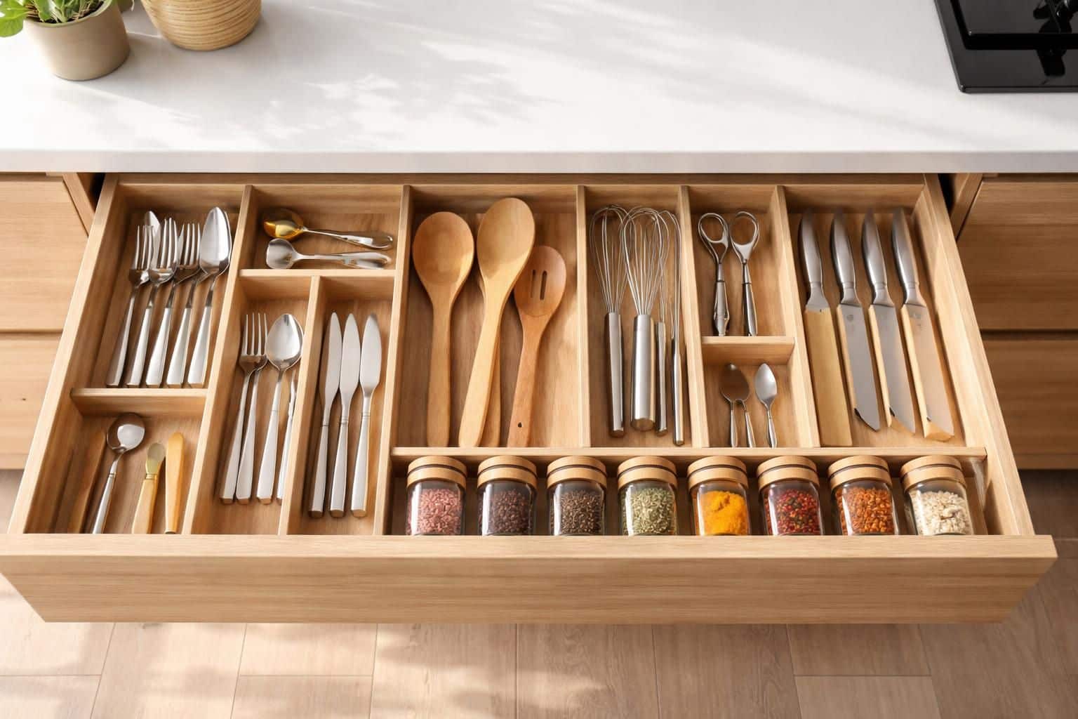 d&eacute;couvrez la m&eacute;thode efficace pour organiser vos tiroirs de cuisine et transformer votre espace en un lieu pratique et bien rang&eacute;.